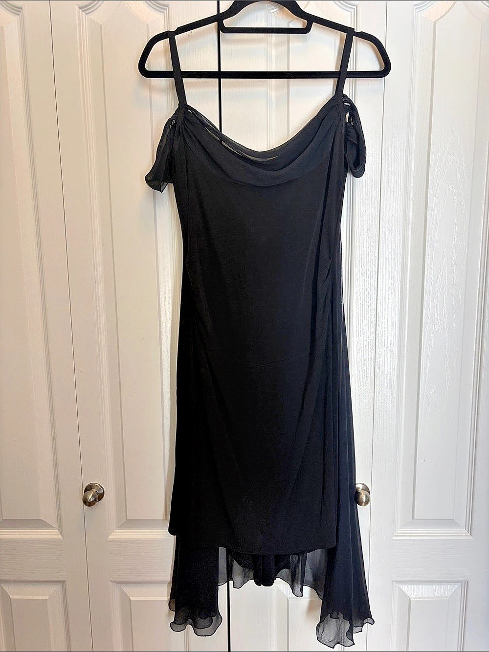 Diane vonFurstenberg Black Sheer Draped Mini Dress Size 8